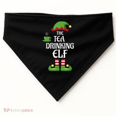 Tea Drinking Elf Family Matching Group Christmas USA-Made Doggie Bandana