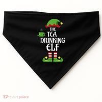 Tea Drinking Elf Family Matching Group Christmas USA-Made Doggie Bandana thumb 0