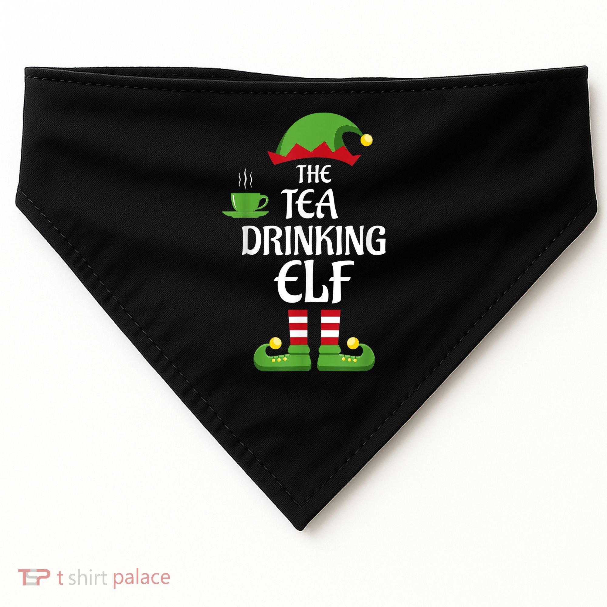 Tea Drinking Elf Family Matching Group Christmas USA-Made Doggie Bandana