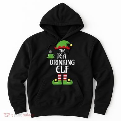 Tea Drinking Elf Family Matching Group Christmas Hoodie