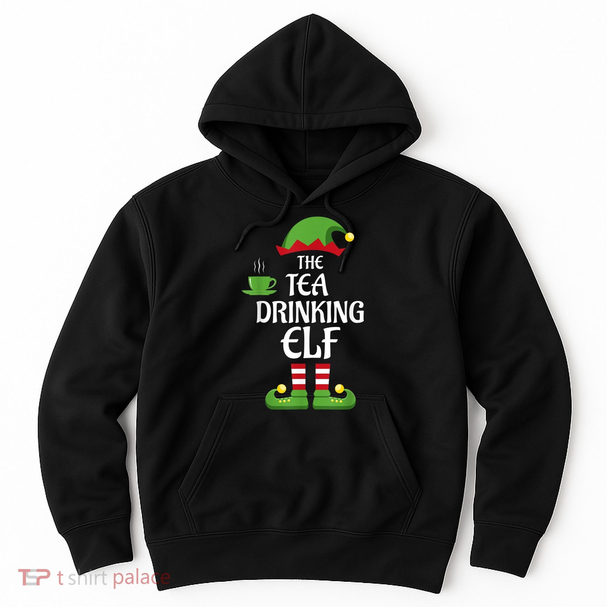 Tea Drinking Elf Family Matching Group Christmas Hoodie