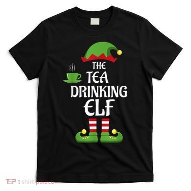 Tea Drinking Elf Family Matching Group Christmas T-Shirt