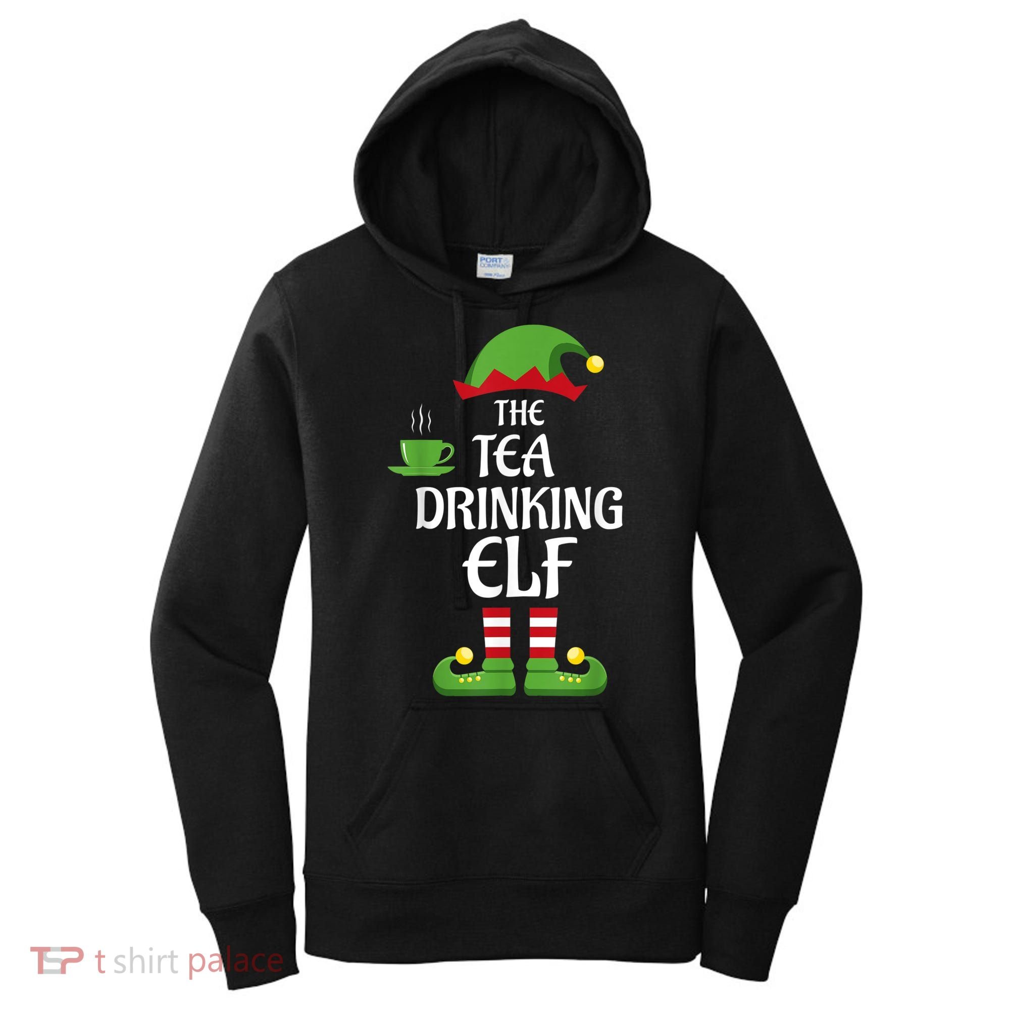 Tea Drinking Elf Family Matching Group Christmas Women's Hoodie