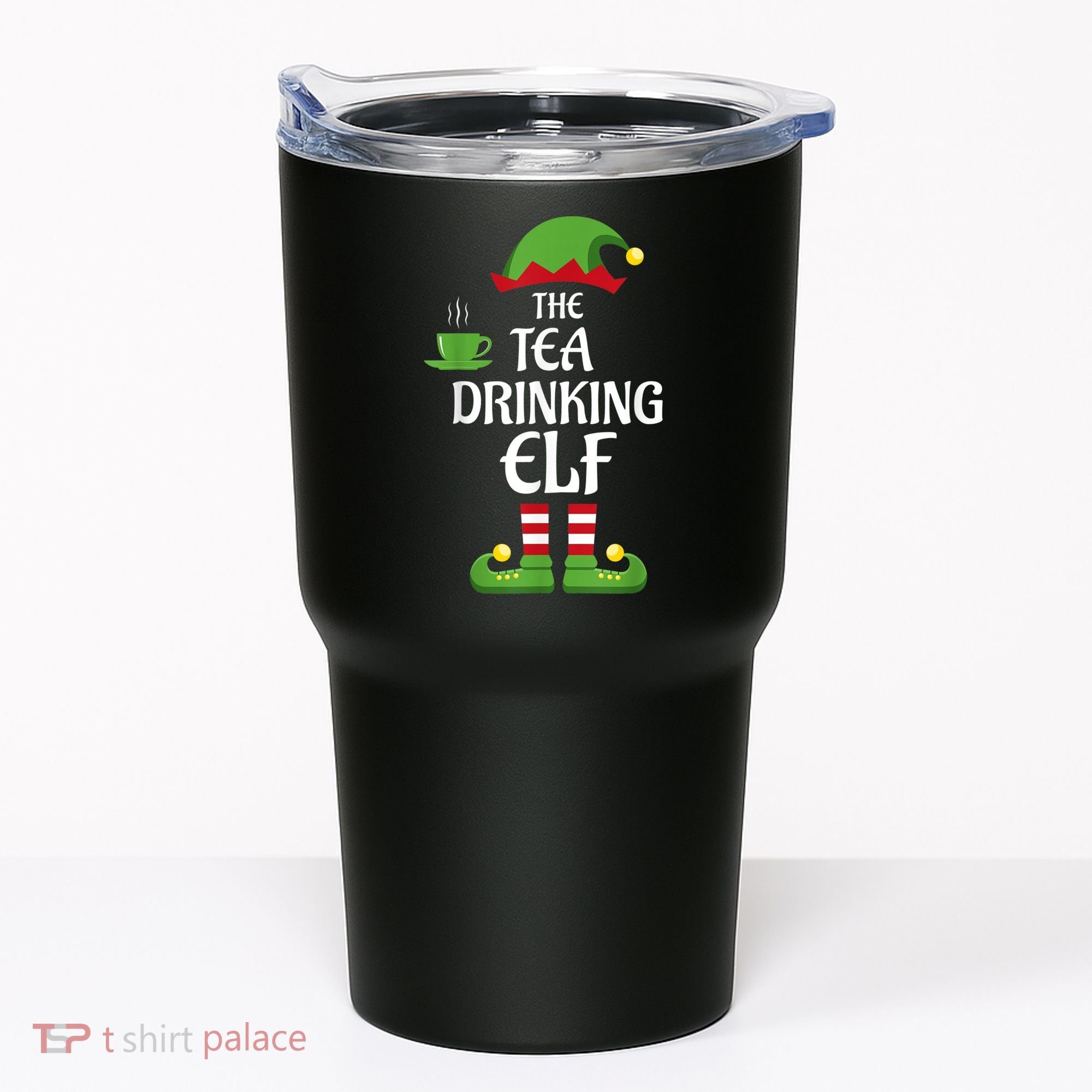 Tea Drinking Elf Family Matching Group Christmas Tumbler