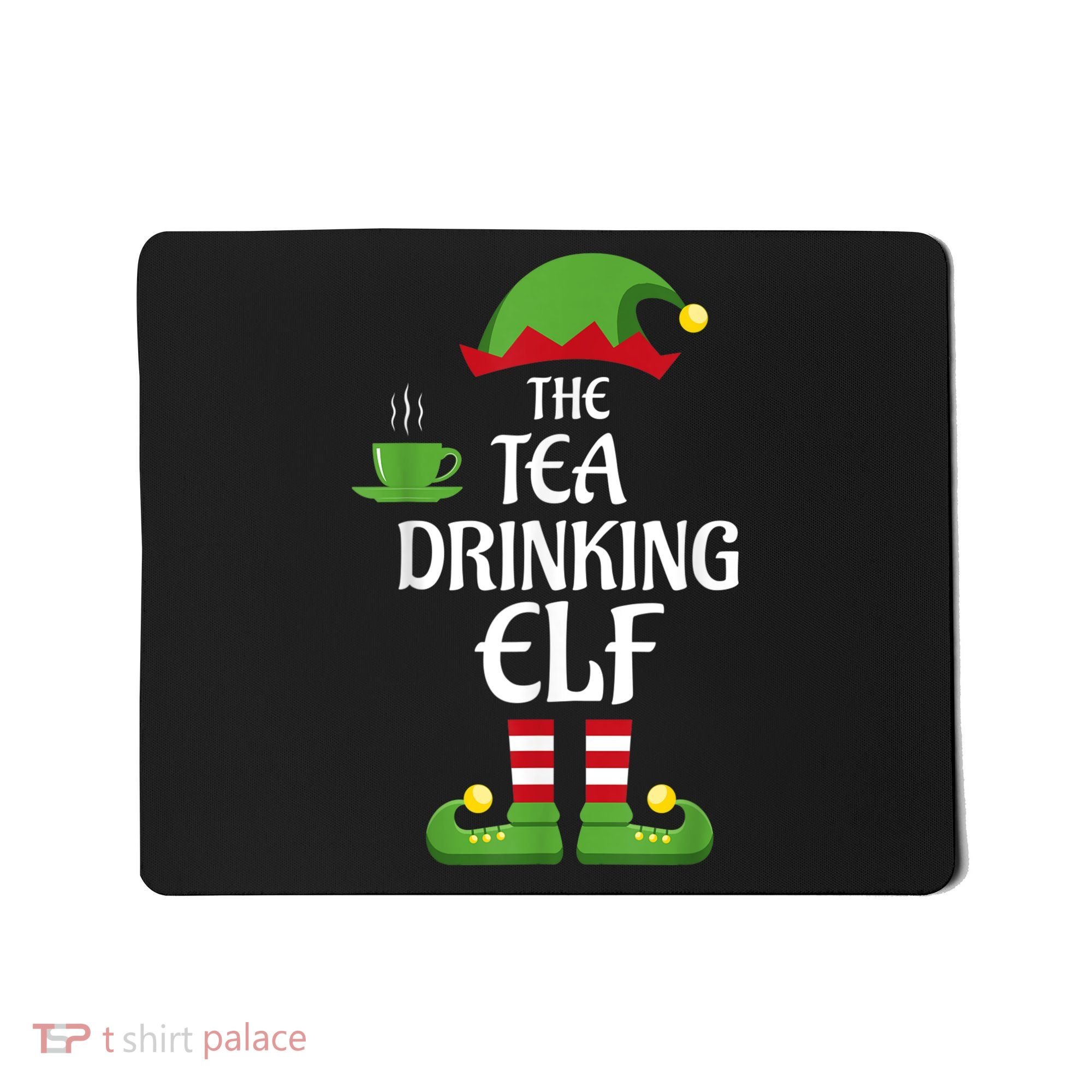Tea Drinking Elf Family Matching Group Christmas Mousepad