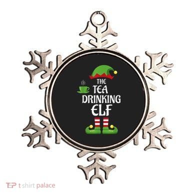 Tea Drinking Elf Family Matching Group Christmas Ornament