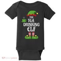 Tea Drinking Elf Family Matching Group Christmas Baby Bodysuit thumb 0