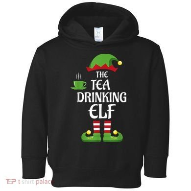 Tea Drinking Elf Family Matching Group Christmas Toddler Hoodie