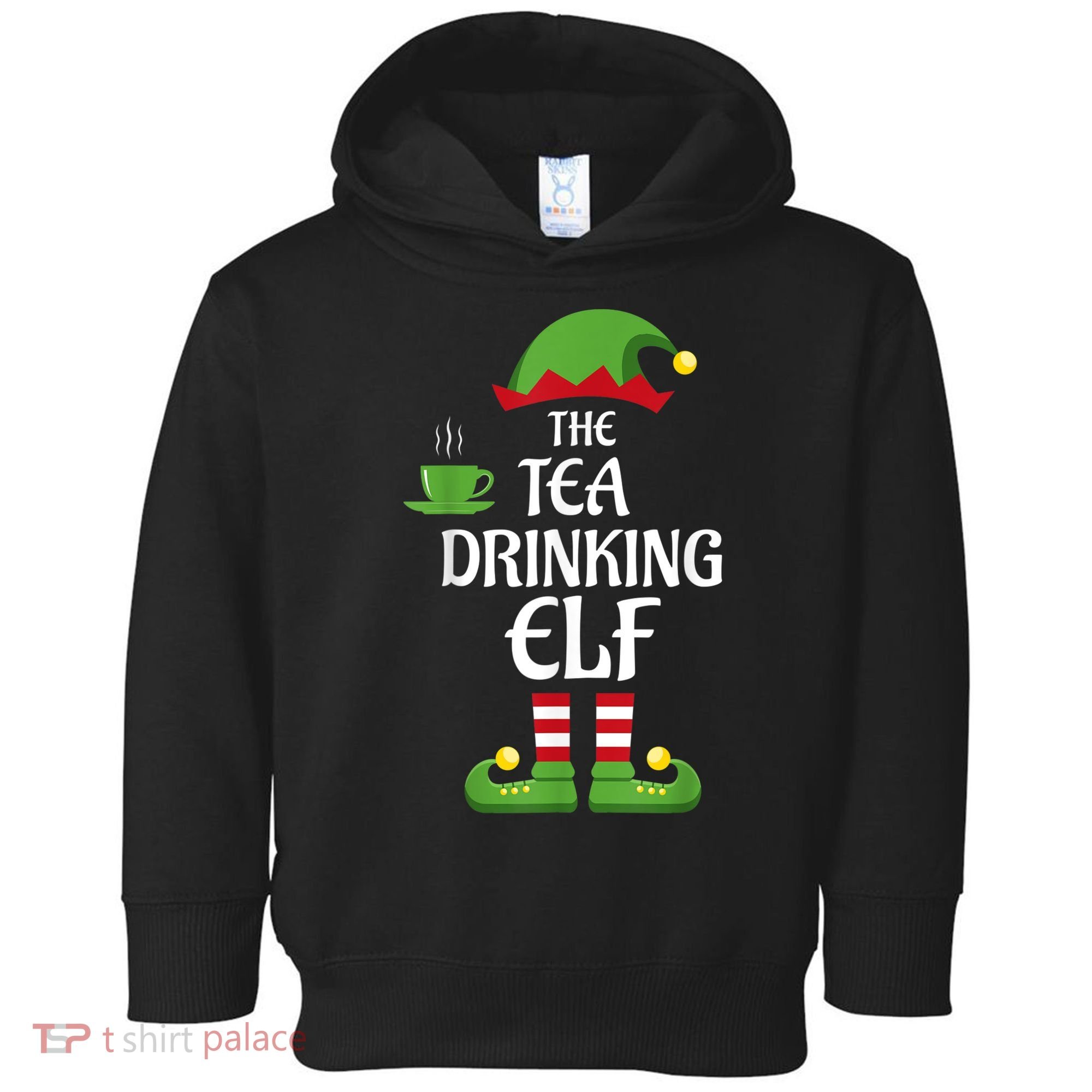 Tea Drinking Elf Family Matching Group Christmas Toddler Hoodie
