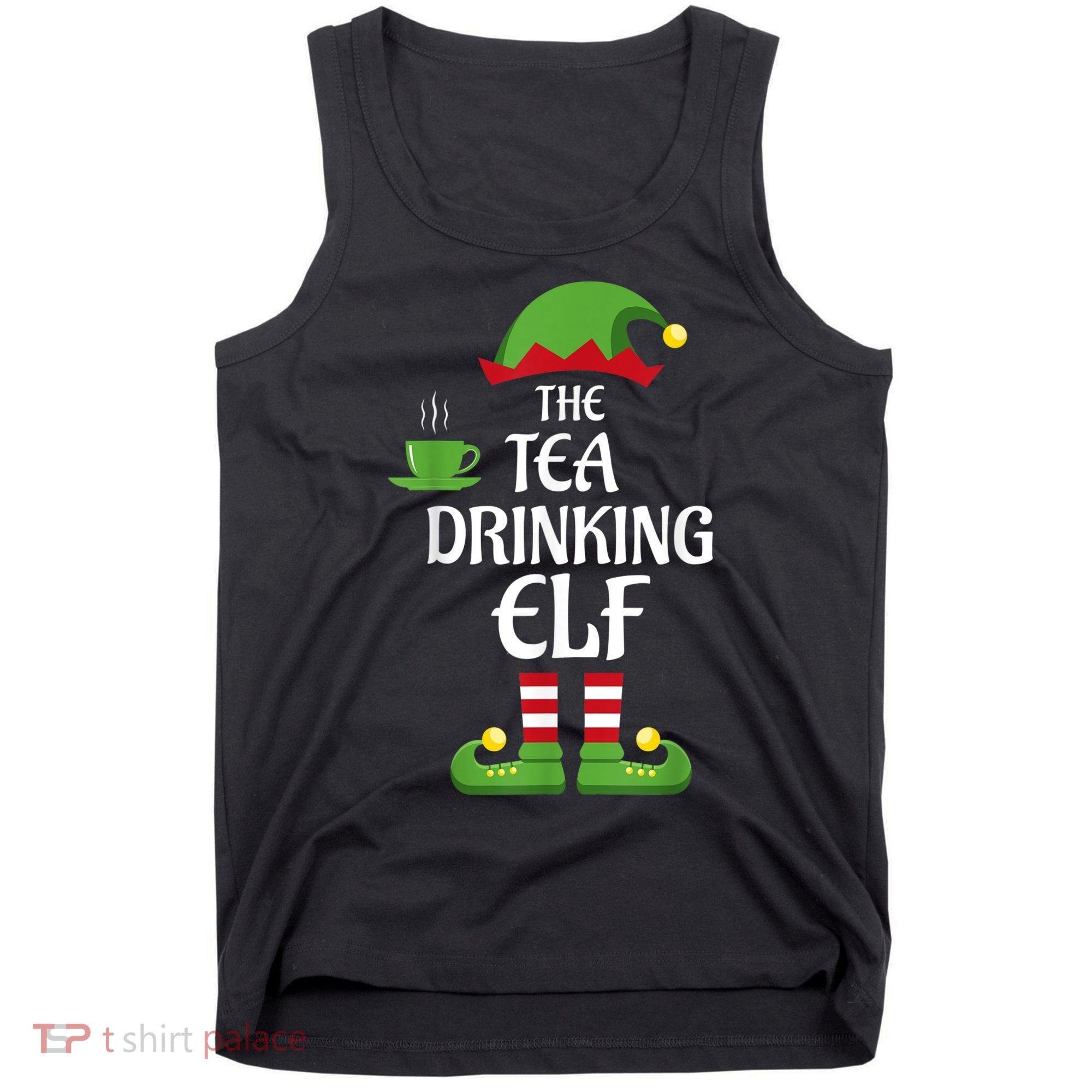 Tea Drinking Elf Family Matching Group Christmas Tank Top