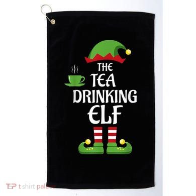 Tea Drinking Elf Family Matching Group Christmas Golf Towel