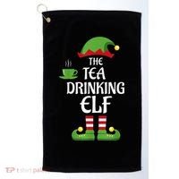 Tea Drinking Elf Family Matching Group Christmas Golf Towel thumb 0