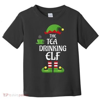 Tea Drinking Elf Family Matching Group Christmas Toddler T-Shirt