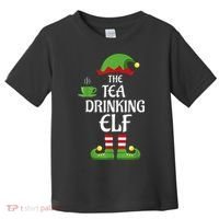 Tea Drinking Elf Family Matching Group Christmas Toddler T-Shirt thumb 0