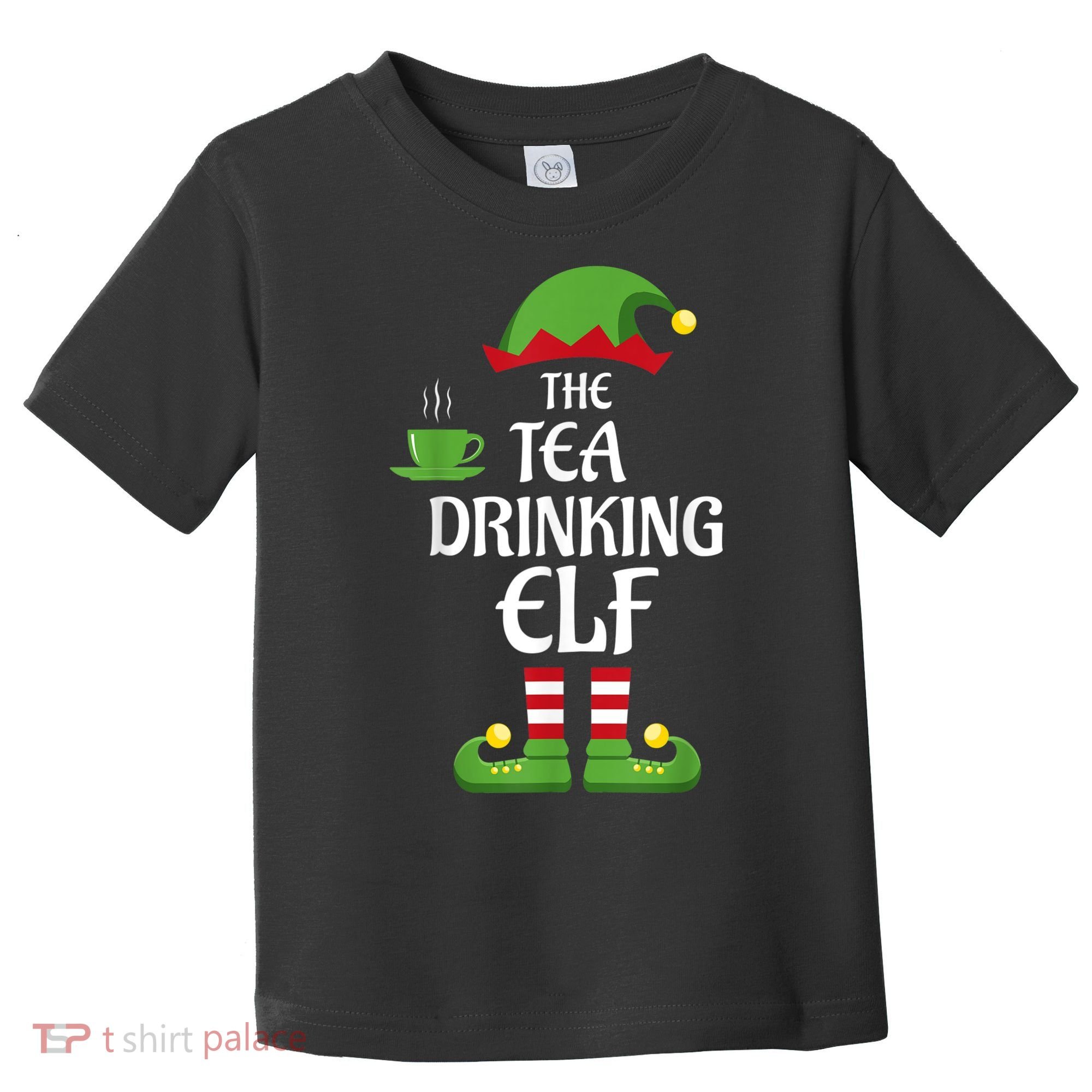 Tea Drinking Elf Family Matching Group Christmas Toddler T-Shirt