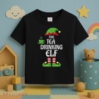 Tea Drinking Elf Family Matching Group Christmas Toddler T-Shirt thumb 3