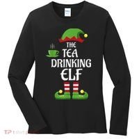 Tea Drinking Elf Family Matching Group Christmas Women's Long Sleeve Shirt thumb 0
