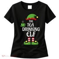 Tea Drinking Elf Family Matching Group Christmas Women's T-Shirt thumb 0