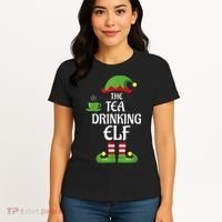 Tea Drinking Elf Family Matching Group Christmas Women's T-Shirt thumb 4