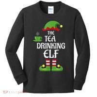 Tea Drinking Elf Family Matching Group Christmas Kids Long Sleeve Shirt thumb 0