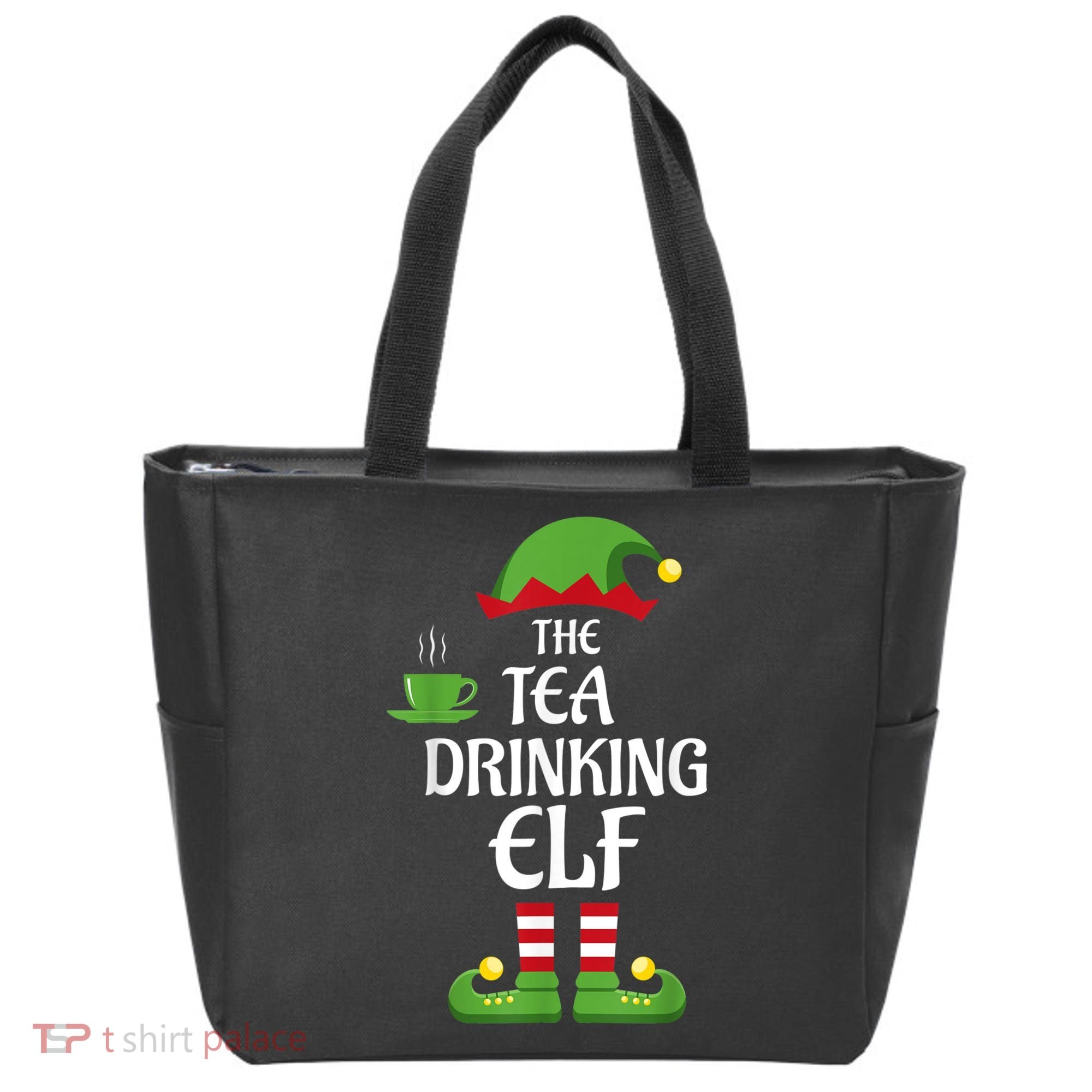 Tea Drinking Elf Family Matching Group Christmas Tote Bag