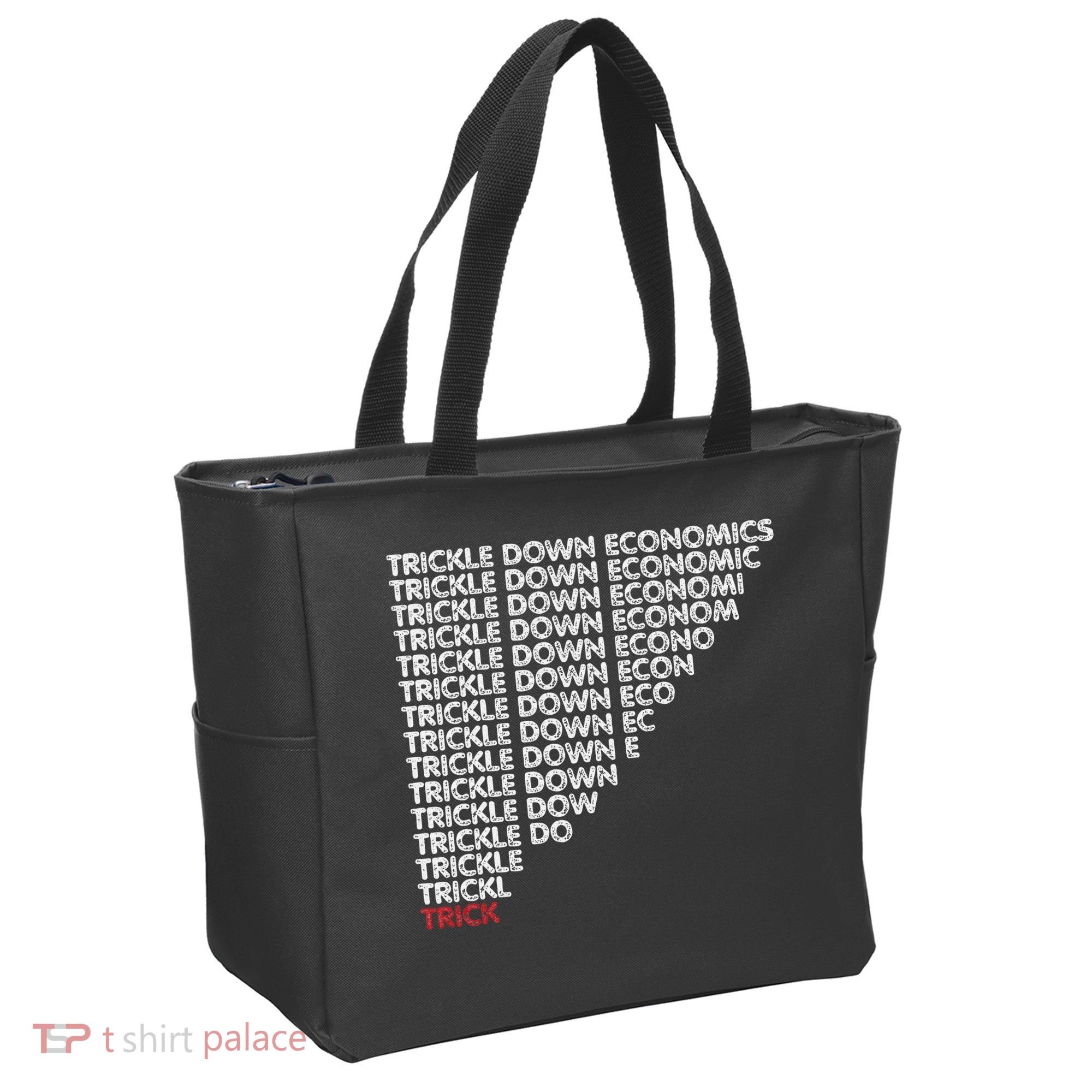 Trickle Down Economics Trick Funny Economic Sarcastic Humor Tote Bag
