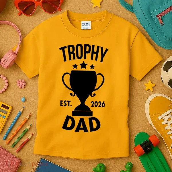 Trophy Dad Est 2026 Kids T-Shirt