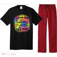 Tie Dye F Bomb Mom With Tattoos Pretty Eyes And Thick Thighs Pajama Set thumb 0