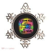 Tie Dye F Bomb Mom With Tattoos Pretty Eyes And Thick Thighs Ornament thumb 0