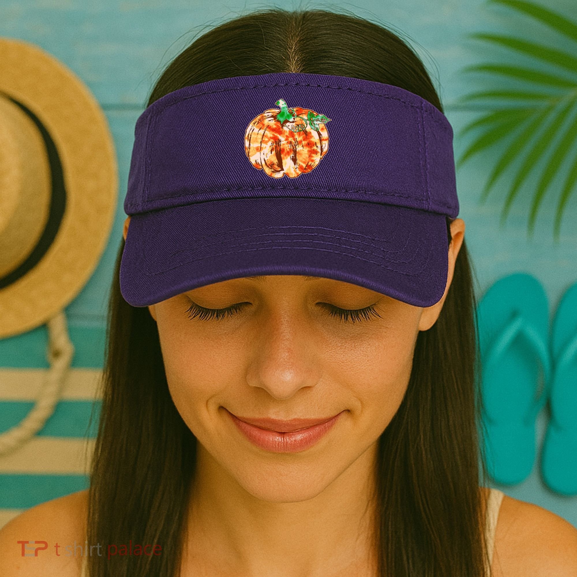 Tie Dye Fall Autumn Pumpkins Visor