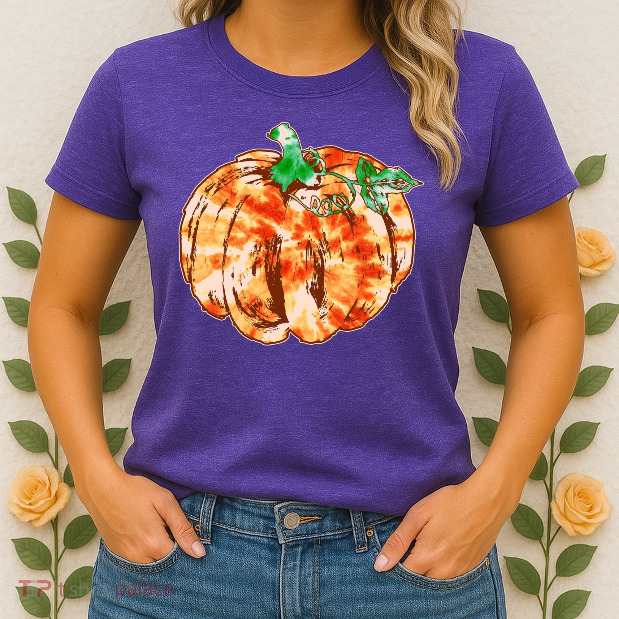 Tie Dye Fall Autumn Pumpkins Women's T-Shirt
