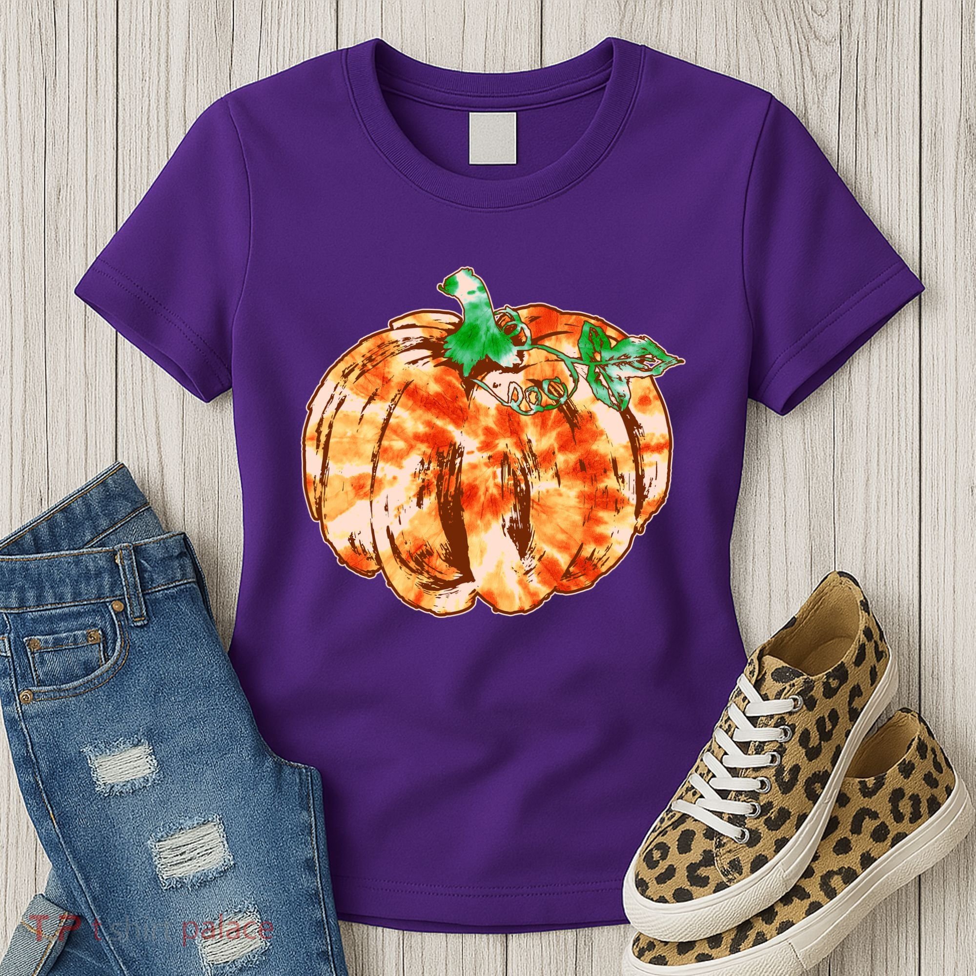 Tie Dye Fall Autumn Pumpkins Women's T-Shirt
