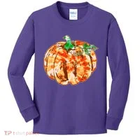 Tie Dye Fall Autumn Pumpkins Kids Long Sleeve Shirt thumb 0