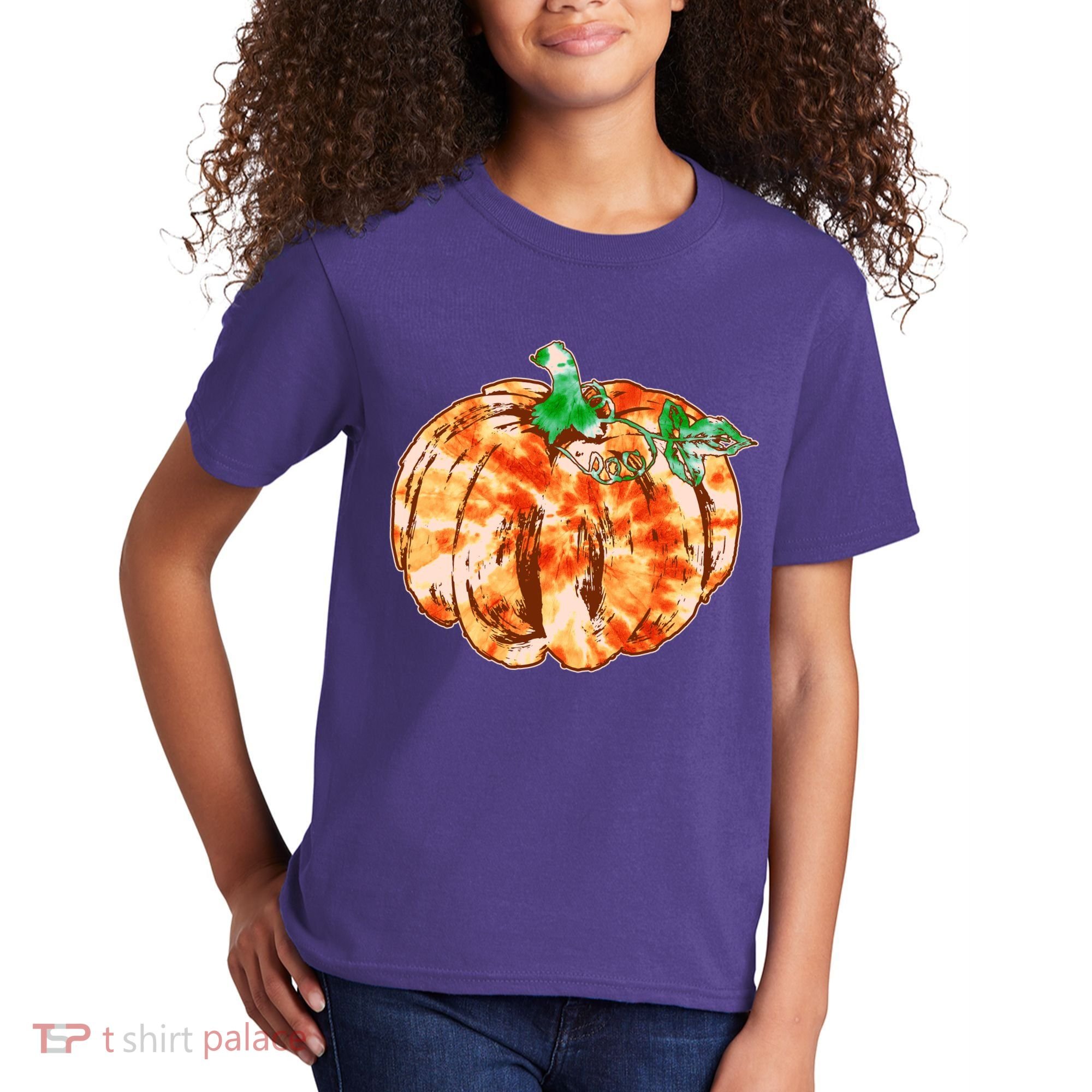 Tie Dye Fall Autumn Pumpkins Kids T-Shirt