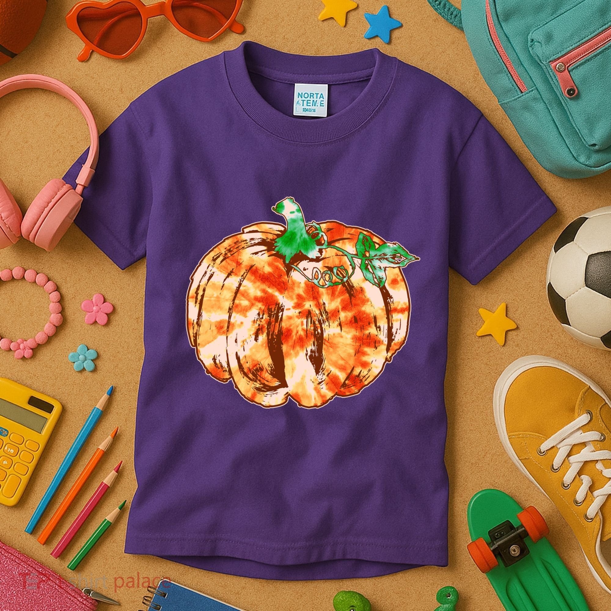Tie Dye Fall Autumn Pumpkins Kids T-Shirt