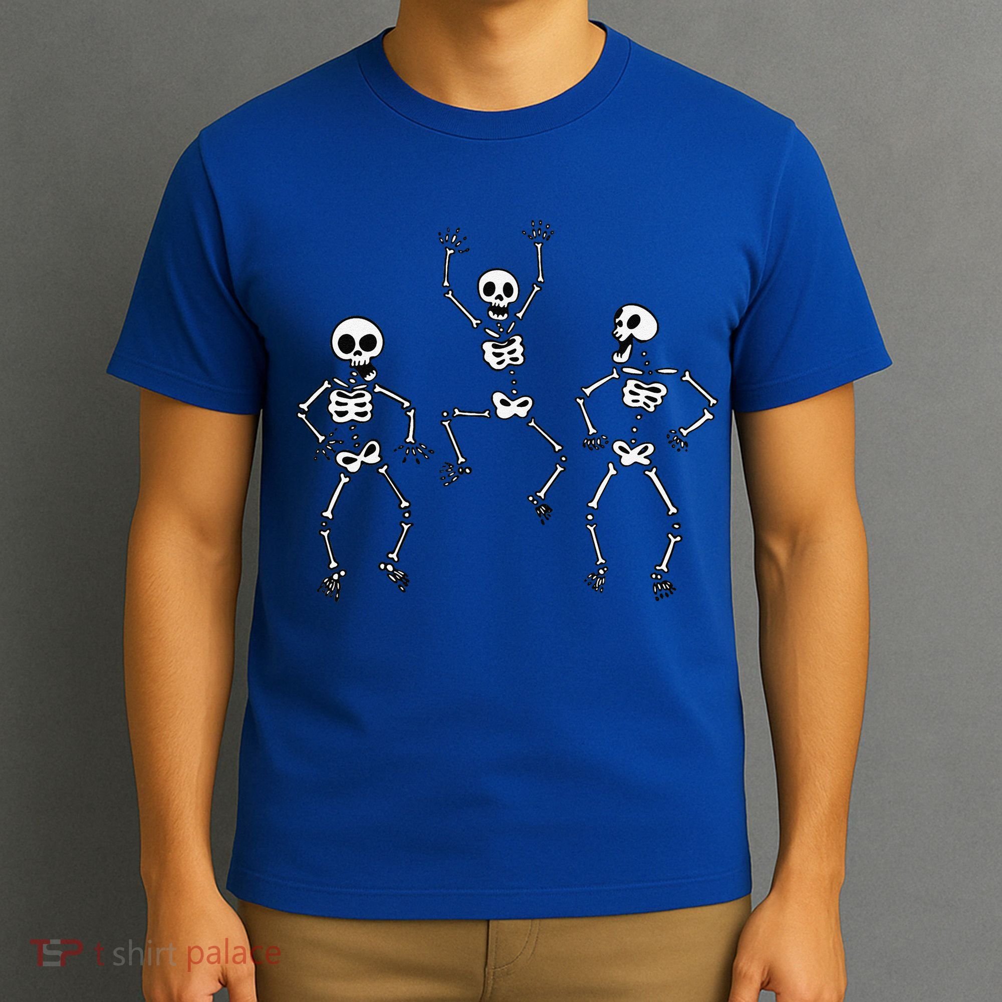 Three Dancing Funny Skeletons Halloween T-Shirt