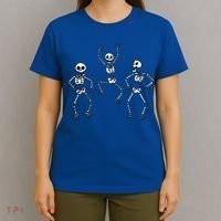 Three Dancing Funny Skeletons Halloween T-Shirt thumb 4