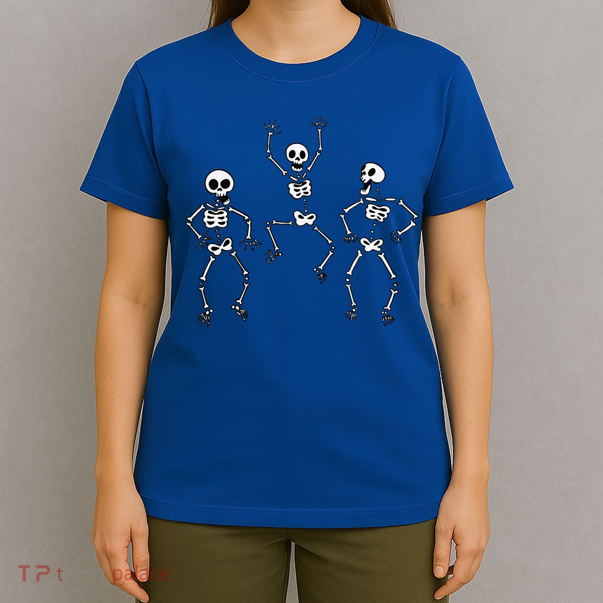 Three Dancing Funny Skeletons Halloween T-Shirt