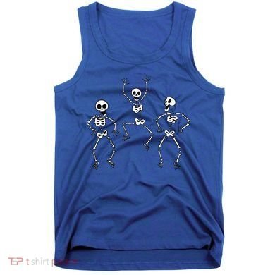 Three Dancing Funny Skeletons Halloween Tank Top