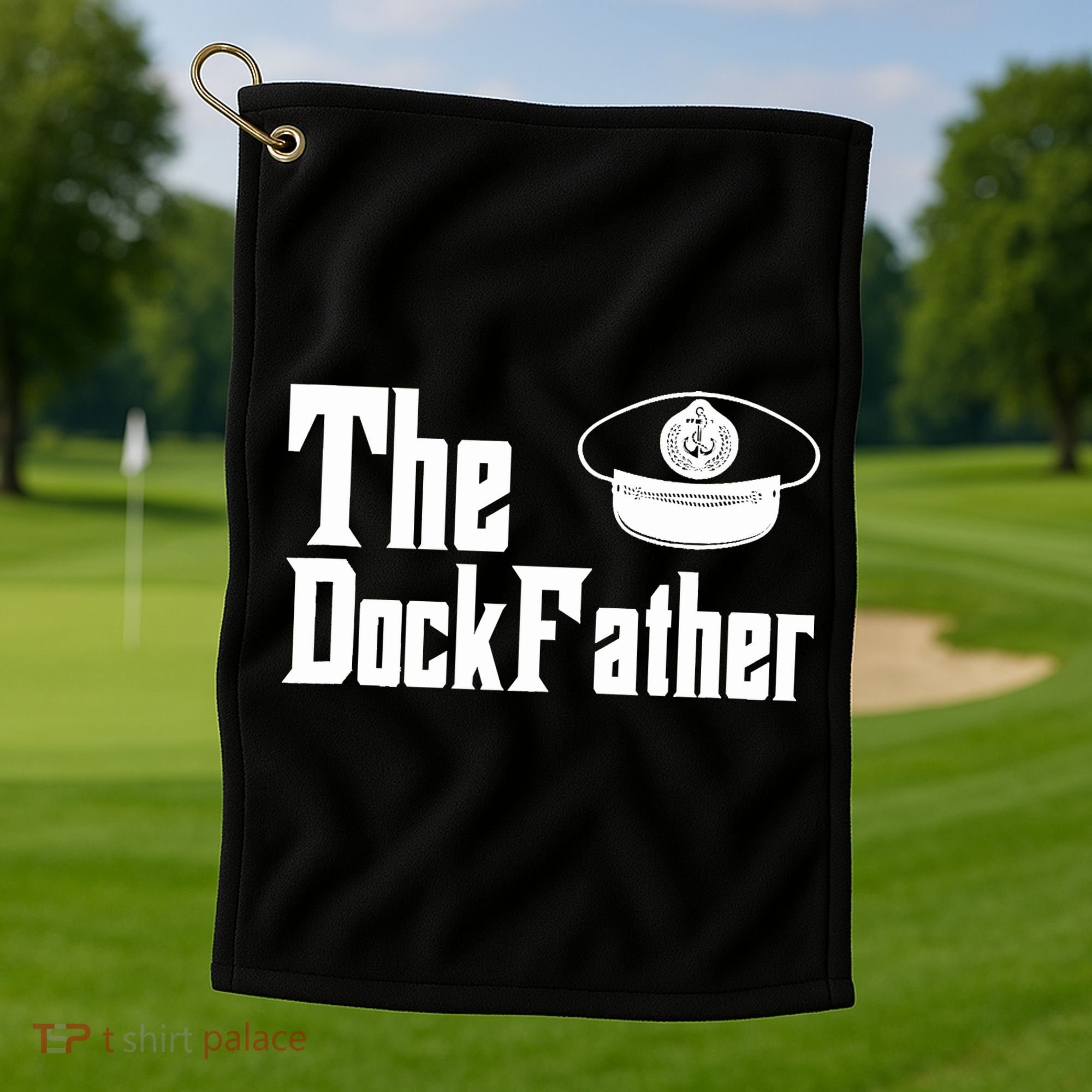 The Dock Father Captain Of The Boat Dad Funny Fathers Day Golf Towel