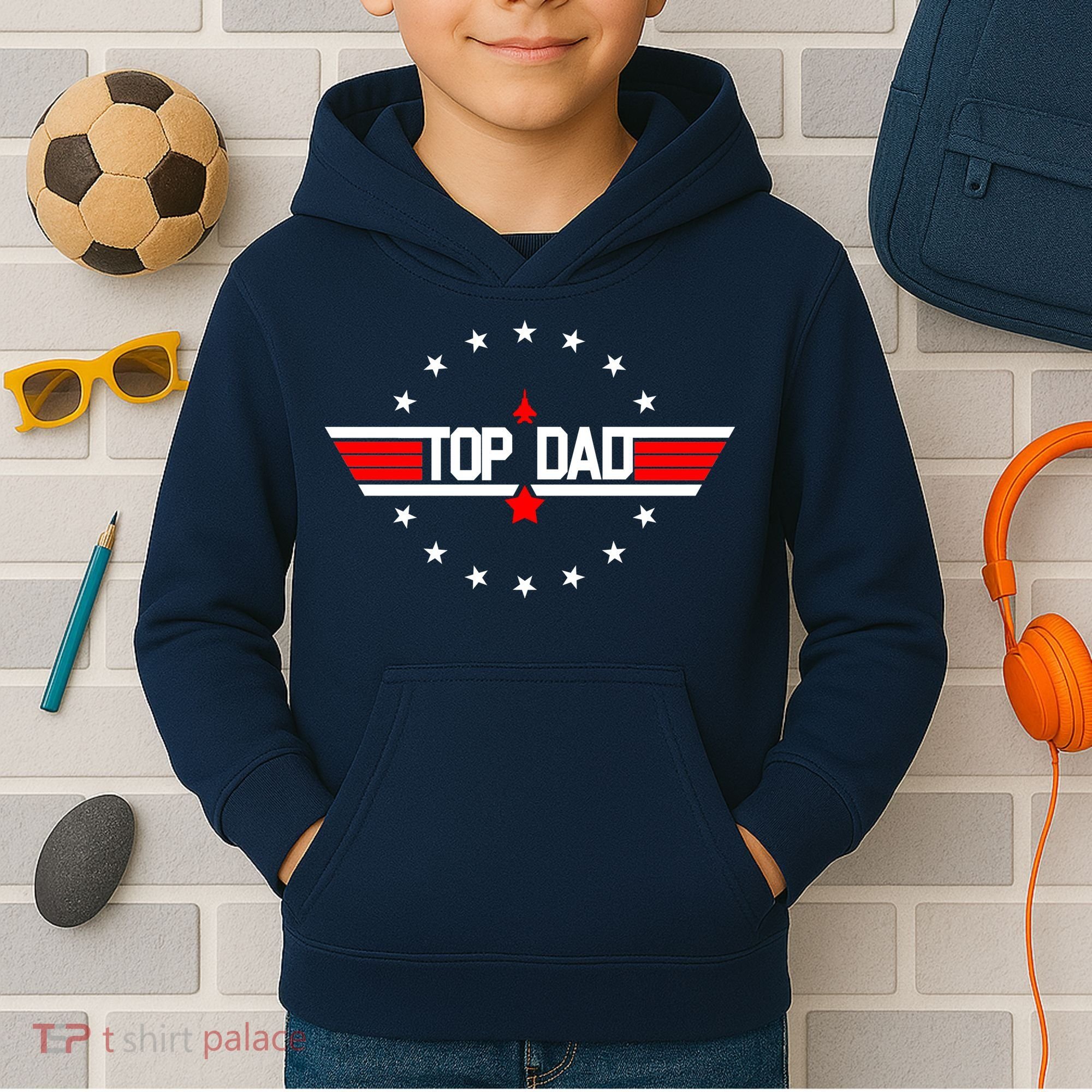 Top Dad Father's Day Airplane Pilot Kids Hoodie