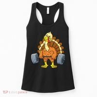 Turkey Deadlift Funny Thanksgiving Day Fitness Weightlifting Women's Tank Top thumb 0