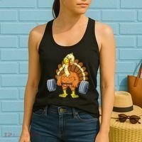 Turkey Deadlift Funny Thanksgiving Day Fitness Weightlifting Women's Tank Top thumb 2