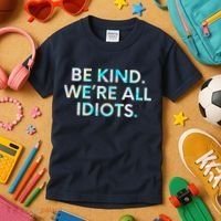 Tie Dye Funny Inspirational Quote, Be Kind. We're All Idiots Kids T-Shirt thumb 3