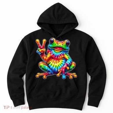 Tie Dye Frog Peace Sign Hippie Hoodie