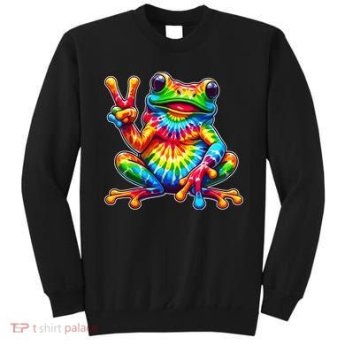 Tie Dye Frog Peace Sign Hippie Sweatshirt