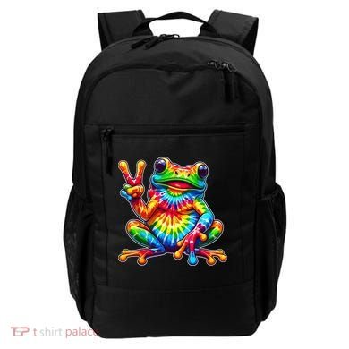 Tie Dye Frog Peace Sign Hippie Backpack