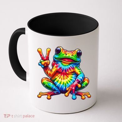 Tie Dye Frog Peace Sign Hippie Coffee Mug