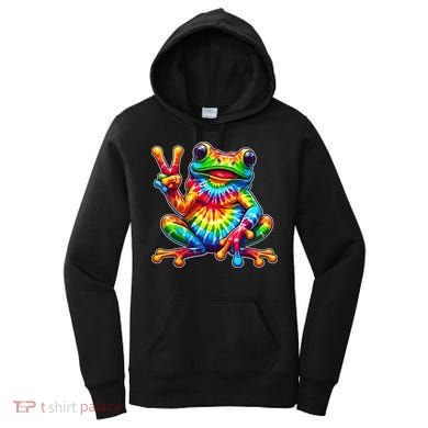 Tie Dye Frog Peace Sign Hippie Women's Hoodie
