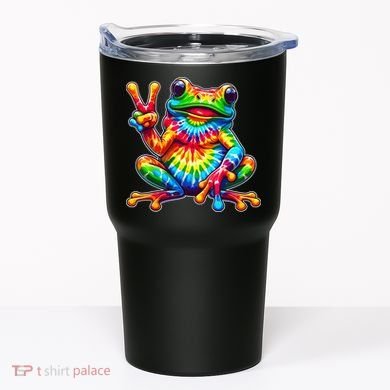Tie Dye Frog Peace Sign Hippie Tumbler